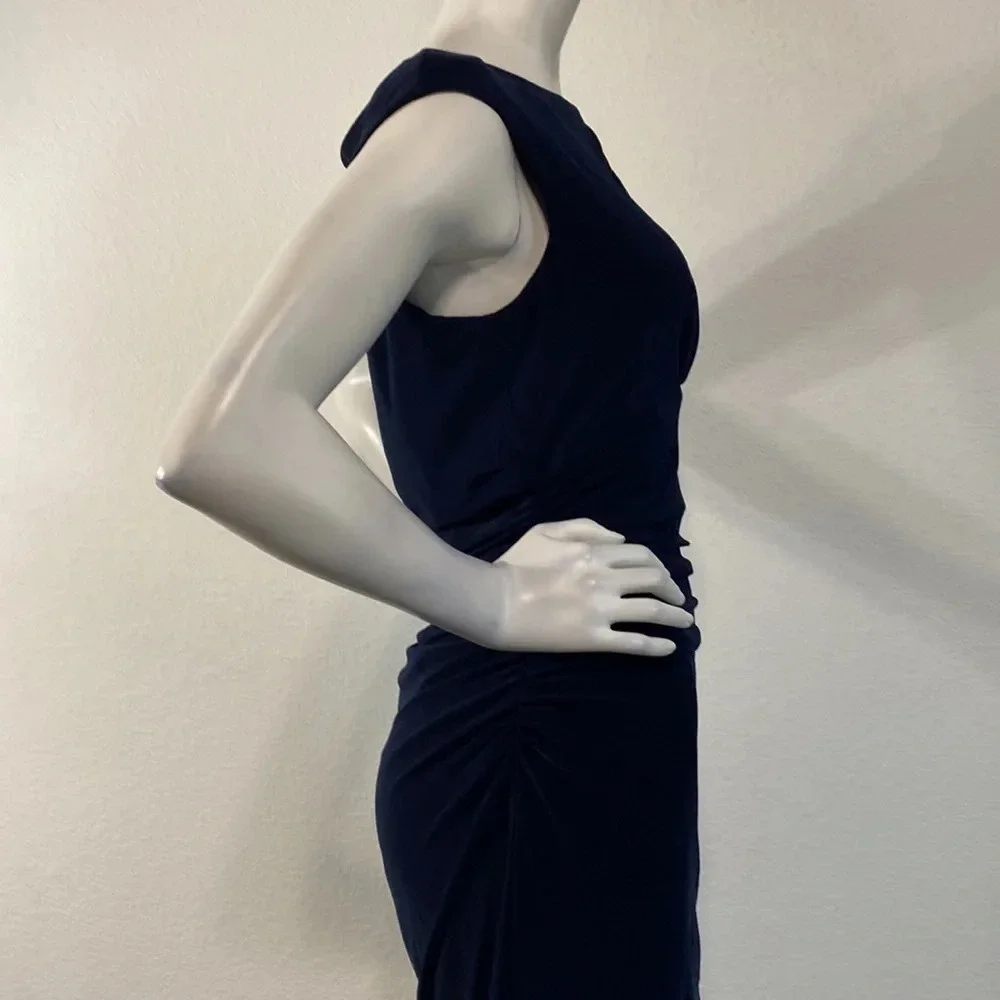 Lauren Ralph Lauren Navy Blue Knee Length Sleeveless Pencil Sheath Dress Size 12